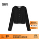 森馬（Semir）針織開(kāi)衫女短款絞花修身內搭打底休閑秋季簡(jiǎn)約圓領(lǐng)衣服甜美風(fēng) 黑色90001 M