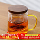 雅集高檔玻璃杯錘紋茶嶼悠覺(jué)杯木蓋款泡茶杯辦公室茶道喝茶杯450ml