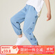 ASK JUNIOR女童褲子2025秋中大童長(cháng)褲時(shí)尚印花柔軟兒童牛仔褲 藍色 140