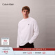 Calvin KleinJeans25秋季新款男士休閑通勤ck刺繡純棉寬松打底長(cháng)袖T恤4RD871G YAF-月光白 M