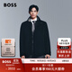 BOSS博斯【90%羊毛】男士寬松短版毛呢混紡大衣 001-黑色 S (46A)