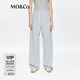 MO&Co.衛褲2025夏新品舒適棉質(zhì)運動(dòng)風(fēng)抽繩高腰直筒休閑褲M(mǎn)BE2PAT033 淺花灰色 S 160