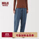 無(wú)印良品（MUJI）女式 木棉混 牛仔桶形褲 女款褲子 25年秋季 女裝 蘿卜褲 淺藍色 L (165/70A)
