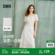 森馬（Semir）連衣裙女設(shè)計感重工繡花氣質(zhì)夏2025新款花邊翻領(lǐng)泡泡袖小白裙 米白10312 S