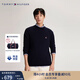 TOMMY HILFIGER秋冬男裝羊毛混紡休閑通勤刺繡寬松圓領(lǐng)打底針織衫毛衣 藏青色ABS M （推薦：135-150斤）