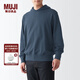 無(wú)印良品（MUJI）  男式 緊密編織毛圈 套頭衛衣 連帽衛衣 潮流 ABI09A2A 煙熏藍色 S 165/84A