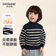 齊齊熊男童毛衣秋冬季兒童新款加厚半高領(lǐng)寶寶條紋打底衫針織童裝