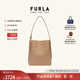 芙拉（FURLA）【限時(shí)優(yōu)惠】MIANOVA牛皮大號女士上班通勤大容量單肩包水桶包 褐色