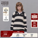 Teenie Weenie小熊春季簡(jiǎn)約學(xué)院風(fēng)休閑舒適V字翻領(lǐng)寬條紋毛衣針織衫 撞色 L (170)