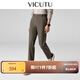 威可多（VICUTU）男士潮流【暖黑褲】商務(wù)休閑褲舒暖百搭輕盈長(cháng)褲直筒褲 咖色 35