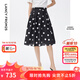 朗姿【尖貨補(bǔ)單】法式復(fù)古棉質(zhì)高腰黑色波點(diǎn)印花百搭A(yù)字半身裙女 黑色2 L