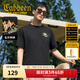 卡賓（CABBEEN）【索羅娜涼感】短袖男士T恤亂針鹿刺繡親膚舒適夏季短袖T恤男裝 煤黑色01 L /175/50