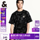 杰克·瓊斯（JACK&JONES）男裝春夏季新款簡(jiǎn)約純棉滿(mǎn)印寬松短袖T恤男情侶同款小眾個(gè)性T恤 E40黑色 常規 3XL (195)