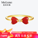 meluxe18K金珊瑚戒指天然紅色珊瑚女戒心形蝴蝶結戒指生日禮物送老婆 【15號】5*5mm