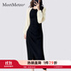 MeetMetro瑪依爾2025秋季新撞色拼接不規則開(kāi)叉修身包臀連衣裙女 黑色【現貨閃電發(fā)】 S