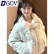 DGOV燈芯絨波點(diǎn)羽絨棉服女2026冬季新款加厚毛領(lǐng)甜美面包服短外套上衣 白色 S 85-100斤