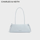 CHARLES&KEITH蝴蝶結簡(jiǎn)約單肩腋下包法棍包生日禮物CK2-20160193 Sea Salt Blue海鹽藍（新色） 中包