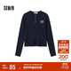 森馬（Semir）毛衣女冬季短款半開(kāi)襟刺繡修身套頭衫女生風(fēng)顯瘦上衣107724107001