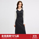 樂(lè )町學(xué)院風(fēng)針織開(kāi)叉連衣裙V領(lǐng)連帽顯瘦抽褶撞色長(cháng)裙 淺灰（現貨） S