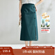 茵曼（INMAN）新中式復古盤(pán)扣牛仔裙女2025夏季新款時(shí)尚百搭顯瘦A字開(kāi)叉裙 牛仔藍 L