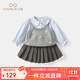 凡獵VOONLIE女童學(xué)院風(fēng)套裝秋裝兒童洋氣時(shí)髦小女孩衣服寶寶百褶裙三件套春秋 灰色 110 cm