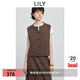 LILY2025冬新款羊毛混紡麻花休閑通勤無(wú)袖圓領(lǐng)馬甲背心針織開(kāi)衫女 710咖啡 XL