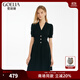 歌莉婭（GOELIA）主播推薦|歌莉婭黑色連衣裙新款V領(lǐng)天絲醋酸小黑裙1C4C4G5P0 00B黑色 M