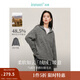 茵曼（INMAN）2025秋冬女裝新款手工拉毛半拉鏈翻領(lǐng)套頭毛衫季落肩毛 中灰色 XL