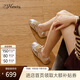 73Hours女鞋快樂(lè )因子2025新品純色系帶圓頭休閑德訓鞋