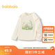 巴拉巴拉（BALABALA）童裝兒童t恤男童短袖女童上衣2025夏季寶寶內搭衣服速干秋長(cháng)袖 奶白10504 90