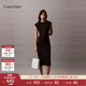 Calvin Klein高級(jí)成衣系列25夏季女士ck氣質(zhì)休閑通勤黑色顯瘦連衣裙44B012G