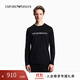 EMPORIO ARMANI/阿瑪尼官方旗艦男女情侶款純棉圓領(lǐng)正肩長(cháng)袖薄T恤 【100%棉修身版】黑色/字母 XL  (推薦：165-180斤)