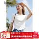 百圖betu女裝春夏新款T恤圓領(lǐng)收腰下擺開(kāi)叉設計感短袖女2403T13 白色 M