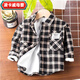 凌卡戚兒童加絨襯衫中小童長(cháng)袖格子衫寶寶洋氣冬裝2025新款韓版襯衣 白標 格子衫 加絨 cm 80