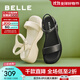 百麗（Belle）簡(jiǎn)約一字帶涼鞋女商場(chǎng)款粗跟休閑涼鞋A9D1DBL4 黑色 38 (240mm)