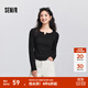 森馬[商場(chǎng)同款]長(cháng)袖T恤女短款純色緊身顯瘦2025春新款木耳邊上衣 黑色90001 L /165/88A