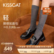 KISS CAT接吻貓2025年春季新款星空樂(lè )福鞋舒適通勤百搭小皮鞋女KA65134-10 黑色 （瘦腳卡碼拍小一碼） 39