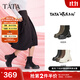 他她（TATA）喵爪靴2025冬季時(shí)裝靴彈力靴女靴瘦瘦靴加絨短靴 CEG01DZ4黑色（絨面款） 36