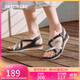 斯凱奇（Skechers）涼鞋女士秋季平底休閑女鞋百搭通勤涼拖鞋外穿沙灘鞋114709