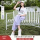 香影休閑套裝女2025年夏季新款一整套搭配短袖t恤紫色褲子兩件套 紫色 M