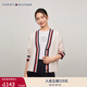 TOMMY HILFIGER【羊毛羊絨混紡】秋冬女裝休閑慵懶拼色寬松V領(lǐng)開(kāi)衫毛衣外套 米白色Z00 L
