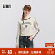 森馬（Semir）長袖t恤女短款圖案插肩袖緊身春季美式撞色上衣107124101006