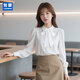 匆蒙新款白色襯衫女雪紡蝴蝶結飄帶襯衫職業(yè)穿搭正裝內搭上衣面試襯衣