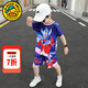 G.duck童裝聯(lián)名奧特曼衣服男童套裝夏季新款兒童夏裝寶寶男孩短袖兩件套 藍色 110 建議100-110cm4-5歲