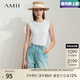 AMII開(kāi)學(xué)季換新裝2025夏季新款極簡(jiǎn)純色直筒無(wú)袖套頭雙曲冰麻紗吊帶背 白色 L