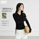 對白（DUIBAI）萊賽爾翻領(lǐng)針織衫女2025冬季新款抽繩顯瘦氣質(zhì)百搭打底衫上衣 靜謐黑 L
