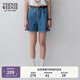Teenie Weenie小熊牛仔短褲女夏季韓版簡(jiǎn)約休閑松緊高腰時(shí)尚牛仔褲女 深藍色 M (165)