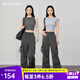 Olrain歐芮兒灰色美式休閑工裝褲女夏季2025新款復古運動(dòng)高腰長(cháng)褲 灰色 M 160/68A/M