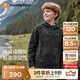 moodytiger兒童衛(wèi)衣抓絨保暖25年冬季新品男童上衣連帽透氣防寒女童運動衣 炭黑色 150