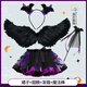 南糖三色萬(wàn)圣節cos服裝兒童裝扮蝙蝠翅膀裙子女童服飾女巫婆派對演出套裝 【M碼】裙子(適合100-115cm)+翅膀+發(fā)箍